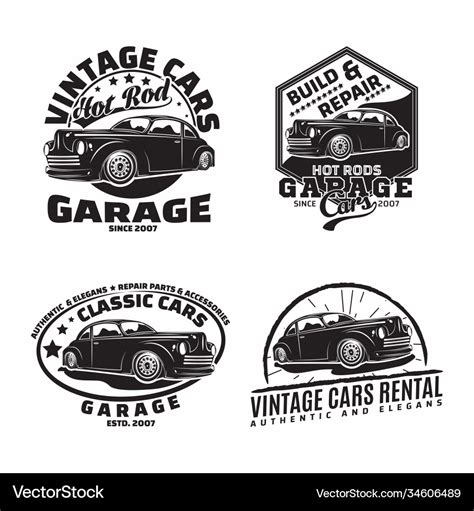 Vintage Monochrome Hot Rod Garage Logo Design Vector Image