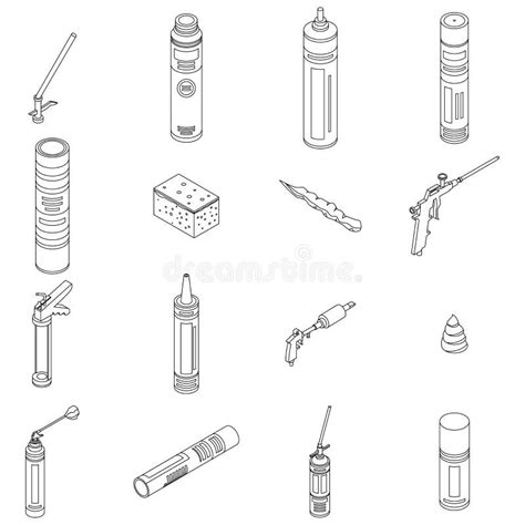 Polyurethane Foam Icons Set Vector Outline Stock Vector Illustration