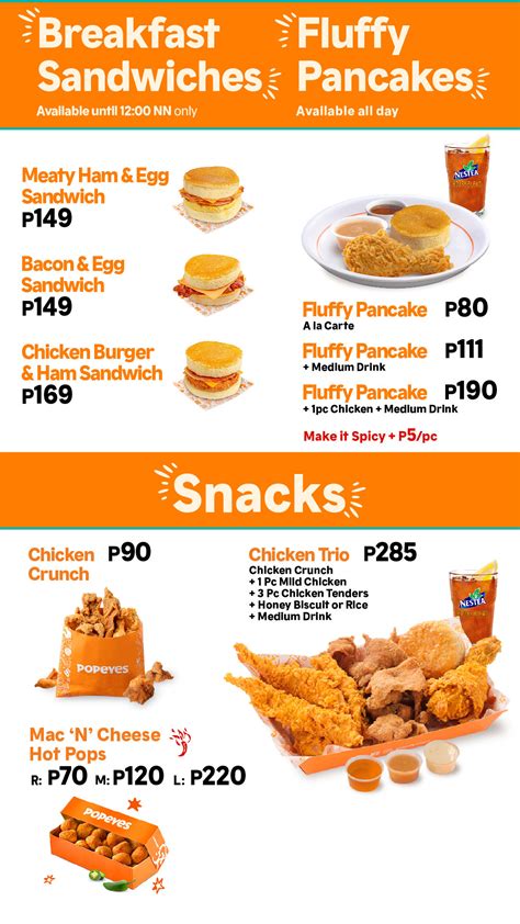 Popeyes Fried Chicken Menu