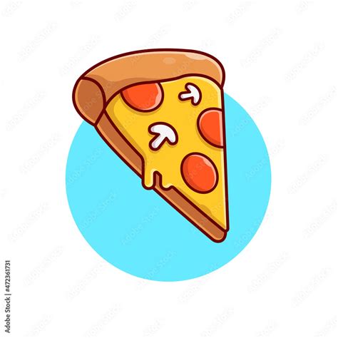 Slice Of Pizza Cartoon Vector Icon Illustration Food Object Icon