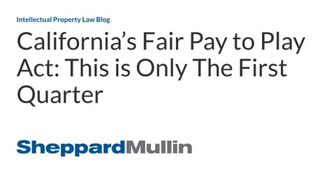 Californias Fair Pay To Play Act This Is Only The First Quarter