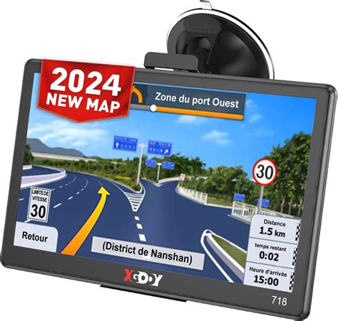 Xgody GPS Voiture 7 Pouces Avec Les Cartes 2024 De La France Et De L