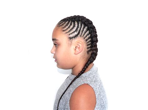 Fishbone Cornrows Kids With Curls