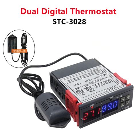 Dual Digital Thermostat Temperature Humidity Control STC 3028