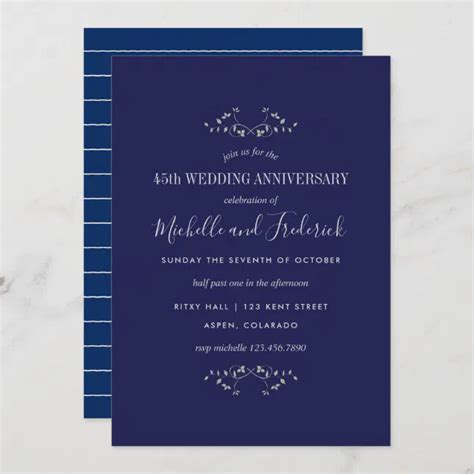 45th Sapphire Wedding Anniversary Invitation Zazzle