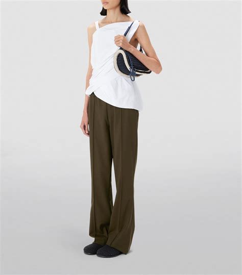 Womens Jw Anderson Green Stretch Wool Drawstring Tailored Trousers