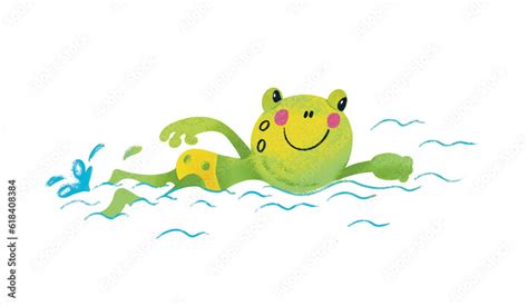 Cute funny frog for design. Drawing cartoon animal character for kids ...