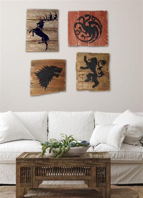 Game Of Thrones House Sigils Coat Of Arms Crests Reclaimed Pallet Wood