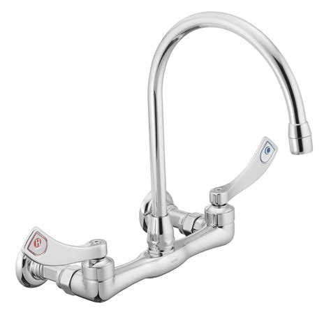 Shop Moen M Dura Chrome 2 Handle High Arc Wall Mount Kitchen Faucet At