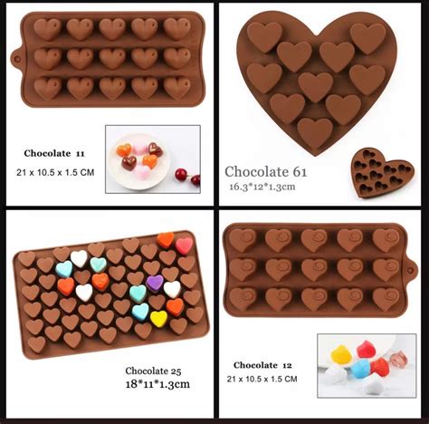 3D Heart Shape Chocolate Molds Heart Molds for Baking, Jelly, Candy ...