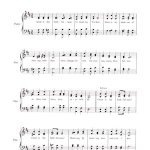 Great Is Thy Faithfulness Digital Hymn Tune Piano And Lyrics Key Of D