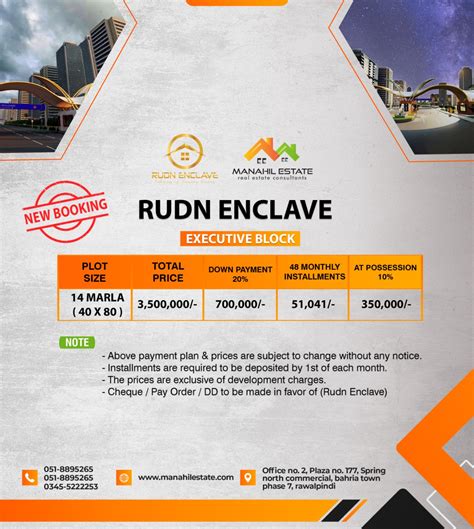 Rudn Enclave New 14 Marla Bookings In Executive Block