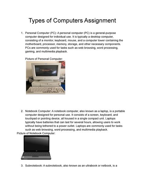 Types Of Computers Assignment Types Of Computers Assignment Personal Computer Pc A Personal