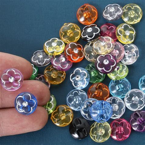 Pcs Holes Mm Plastic Acrylc Buttons Transparente Round