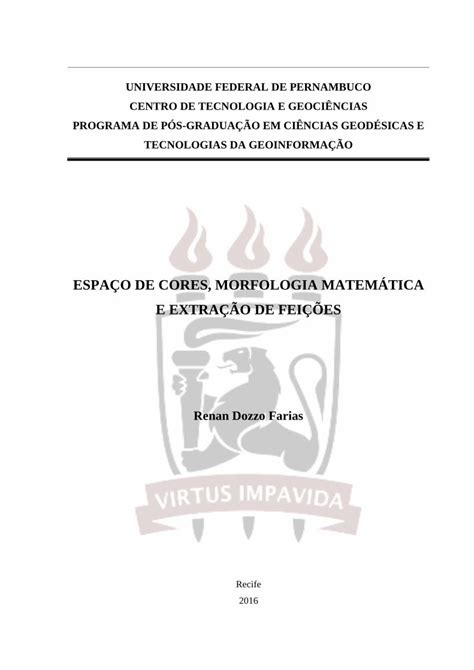 Pdf Espa O De Cores Morfologia Matem Tica E Extra O De