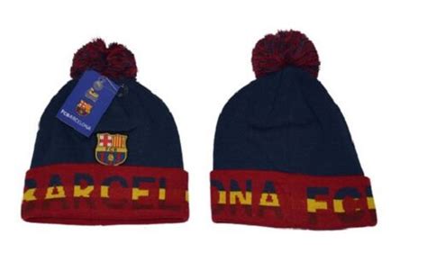 New Season Fc Barcelona Beanie W Pom Official Winter Skull Cap