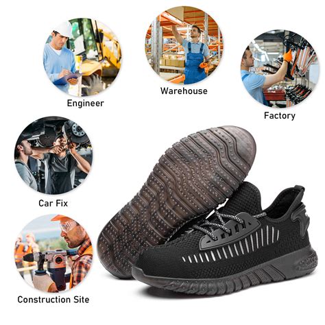 Furuian Steel Toe Shoes For Men Comfortable Safety Shoes Non Slip Steel