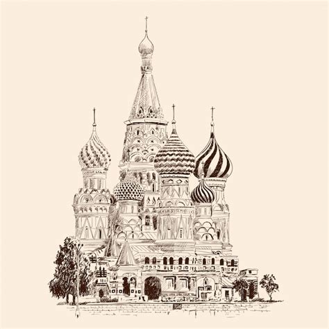 Premium Vector St Basil S Cathedral On Red Square In Moscow Russia