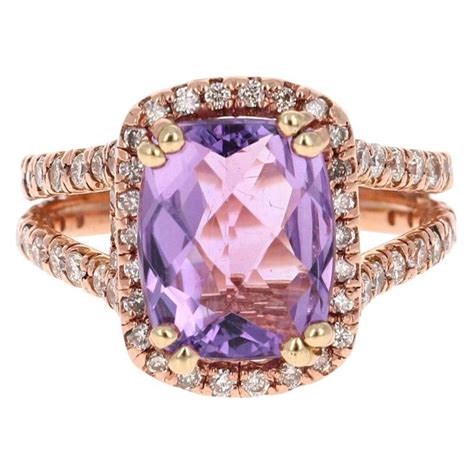 Oval Green Amethyst Rose Gold Ring Karat Gold Carat Amethyst