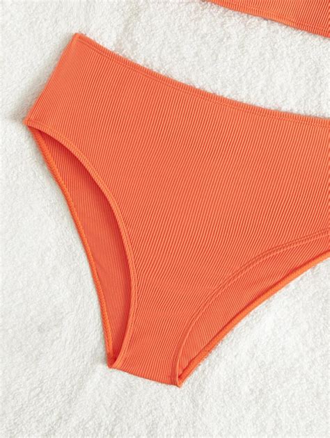 Teen Girls Solid Surplice Neck Bikini Swimsuit Shein Uk