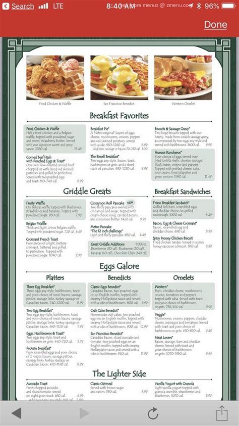 Menu At Metro Diner Restaurant Bensalem