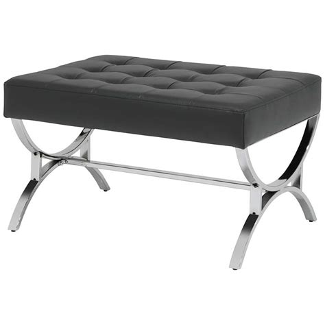 Newel Black Leather Ottoman - #164Y2 | Lamps Plus