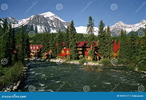 Lake Louise village stock image. Image of environment - 9476117