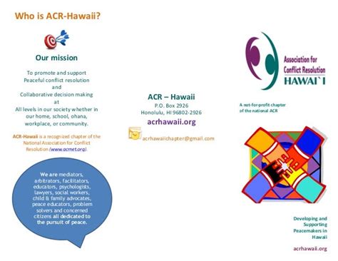 Association For Conflict Resolution Hawaii Chapter Flyer