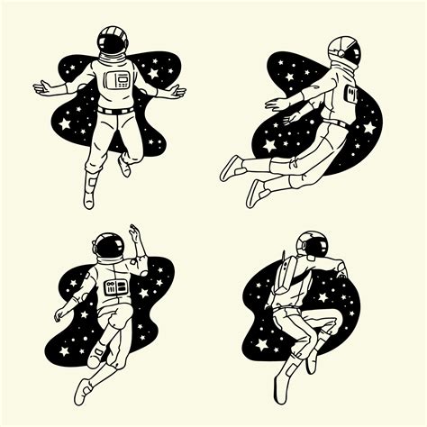 Minimalist Tattoo Astronaut 12414910 Vector Art at Vecteezy