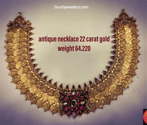 Antique Gold Lakshmi Kasu Necklace Indian Jewellery Designs