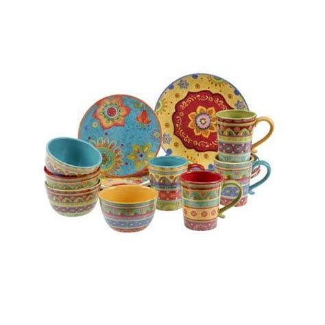 Vibrant, Beautiful, Colorful 100% Ceramic 16-pc Dinnerware Set ...