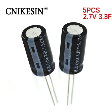 CNIKESIN 5PCS 2 7V 3 3F Farah Capacitance Cylindrical 2 7V 3 3F P3 5 MM