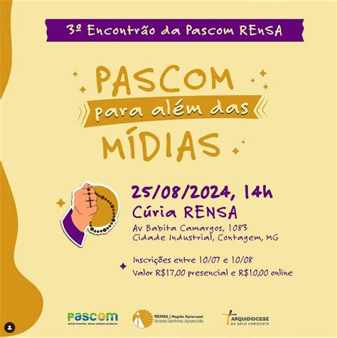 Inscrições abertas para o 3º Encontro da Pascom Rensa 25 de agosto