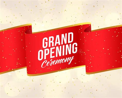 Grand Opening Red Ribbon Banner Design Template Stock Vector ...