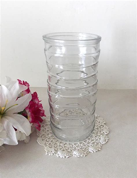 Vtg Hoosier Collectible Heavy Clear Abstract Ribbed Glass