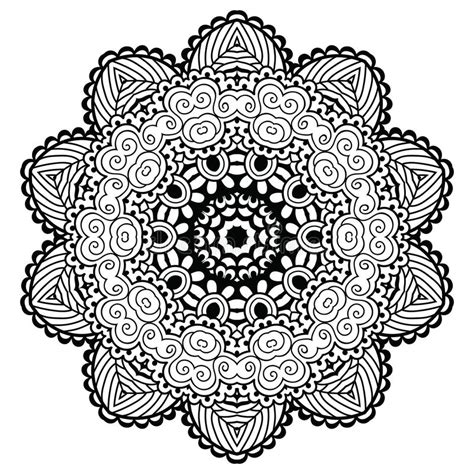 Rund Mandala Svart White Vektor Illustrationer Illustration Av Medling