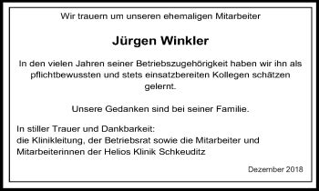 Traueranzeigen Von J Rgen Winkler Trauer Anzeigen De