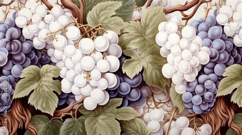 Beautiful grapes autumn harvest. Grapevine illustration. Realistic grapes picture. Painted ...