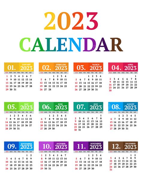 Modern Style 2023 Calender With All The Months Transparent Background