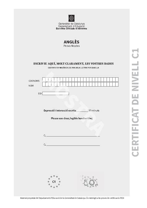 Reading Cat C Certificat De Nivell C Material Propietat Del