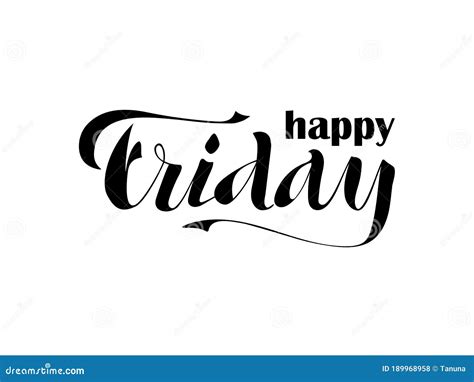 Happy Friday Lettering Hand Inscription Vector Illustration Stock