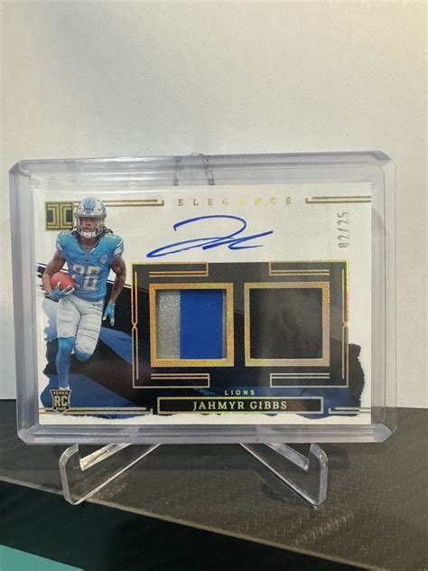 2023 Panini Impeccable JAHMYR GIBBS Rookie RC DUAL PATCH AUTO 25 RPA