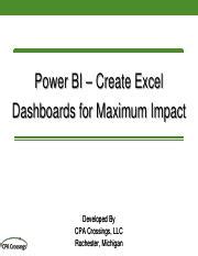 Aiopbi204s2 Excel Dashboards Handout V1903pdf Power Bi Create