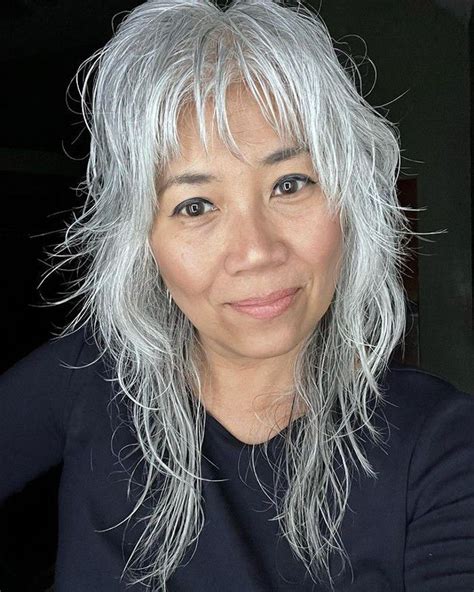 Rock Your Look With Long Grey Hair And Stylish Bangs Get Noticed Now