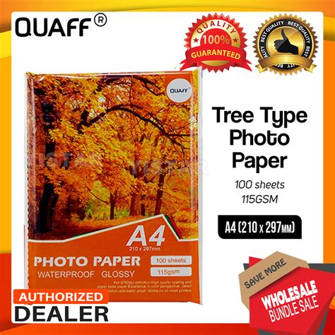 1 5 10 Packs Quaff Glossy Photo Paper Tree Type Size A4 115gsm For