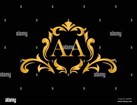 Luxury Alphabet Letters Aa Golden Floral Alphabet Monogram Initials