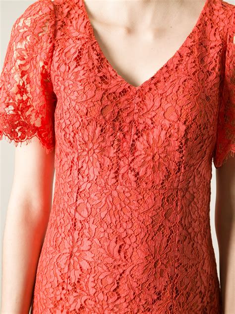 Lyst Dolce Gabbana Lace Dress In Orange