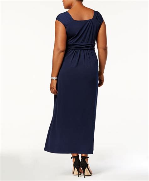 Ny Collection Plus Size Ruched Empire Maxi Dress Macys