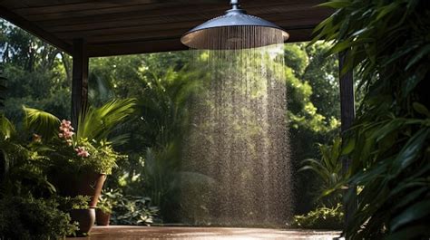 Premium AI Image Peaceful And Soothing Rain Shower Graces A Garden