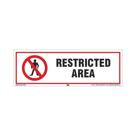 Mr Safe Restricted Area Sign In Pvc Sticker 12 Inch X 4 Inch